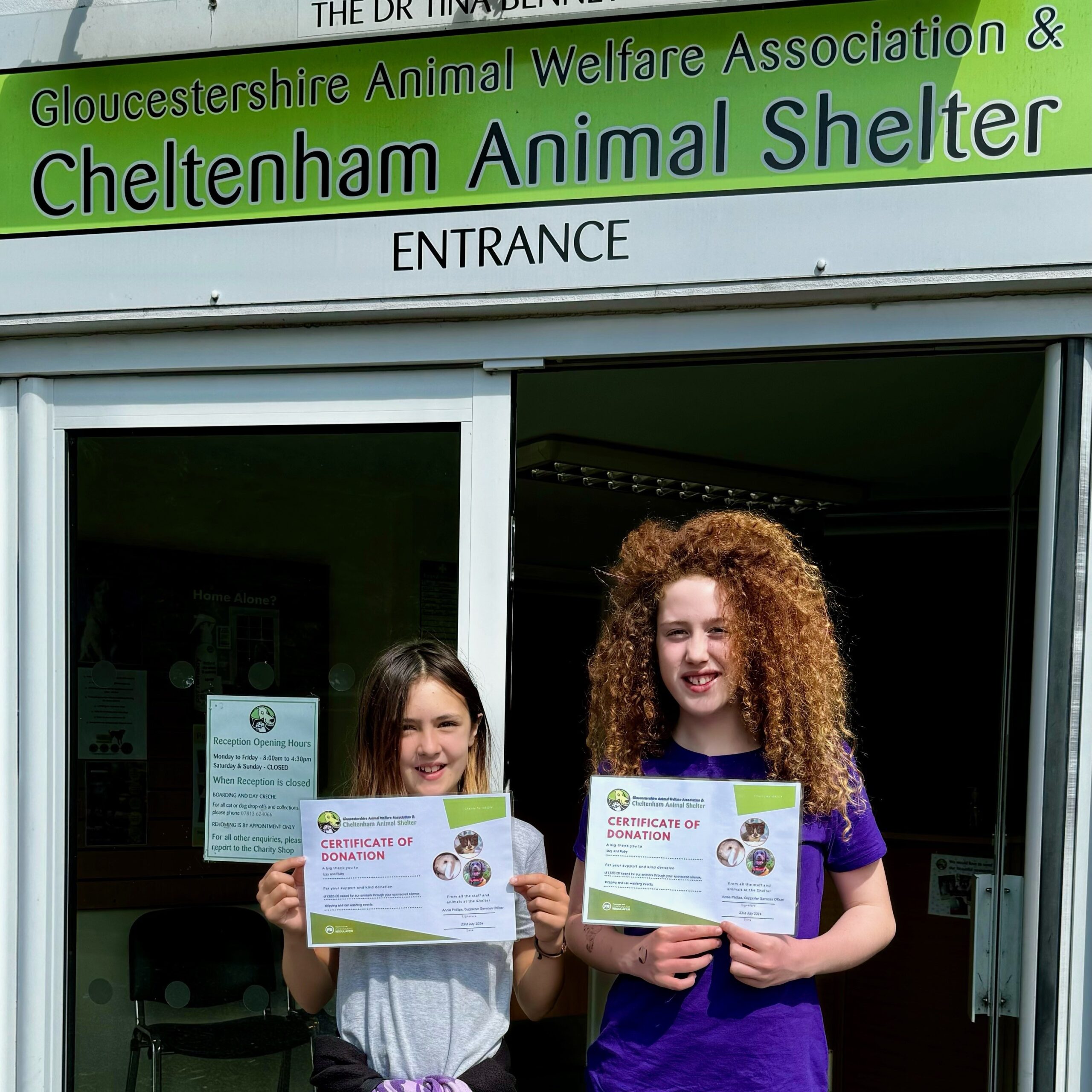 Izzy and Ruby with certificates